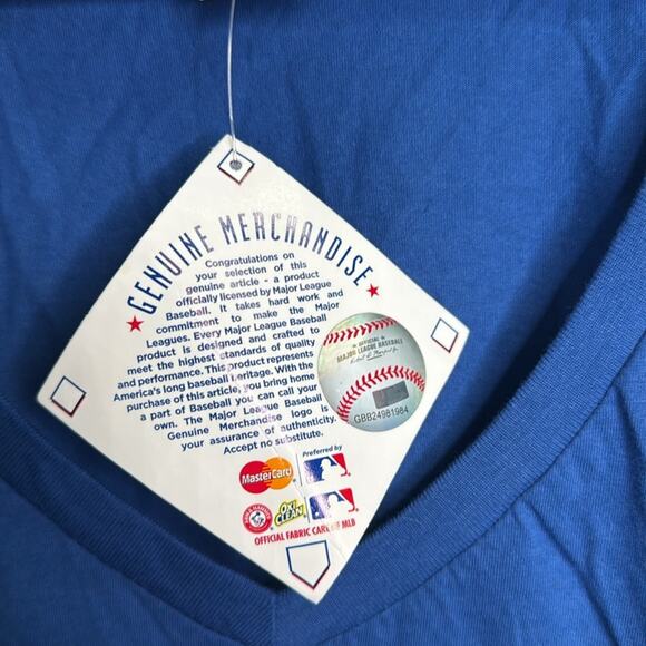 MLB Cubs Chicago Genuine Merchandise S/S V-Neck Shirt Graphic Logo W1660 Sz M - Picture 4 of 6